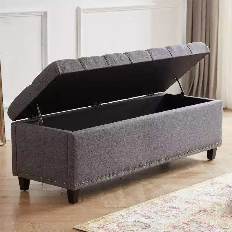 Modern Button-Tufted Button-Tufted Storage Bench with Hidden Compartment,Storage Ottomans for Living Room,Office Room