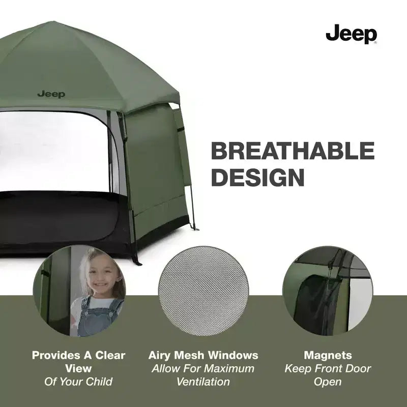 Parc de jeu de voyage pop-up hexagonal intérieur/extérieur – Vert olive