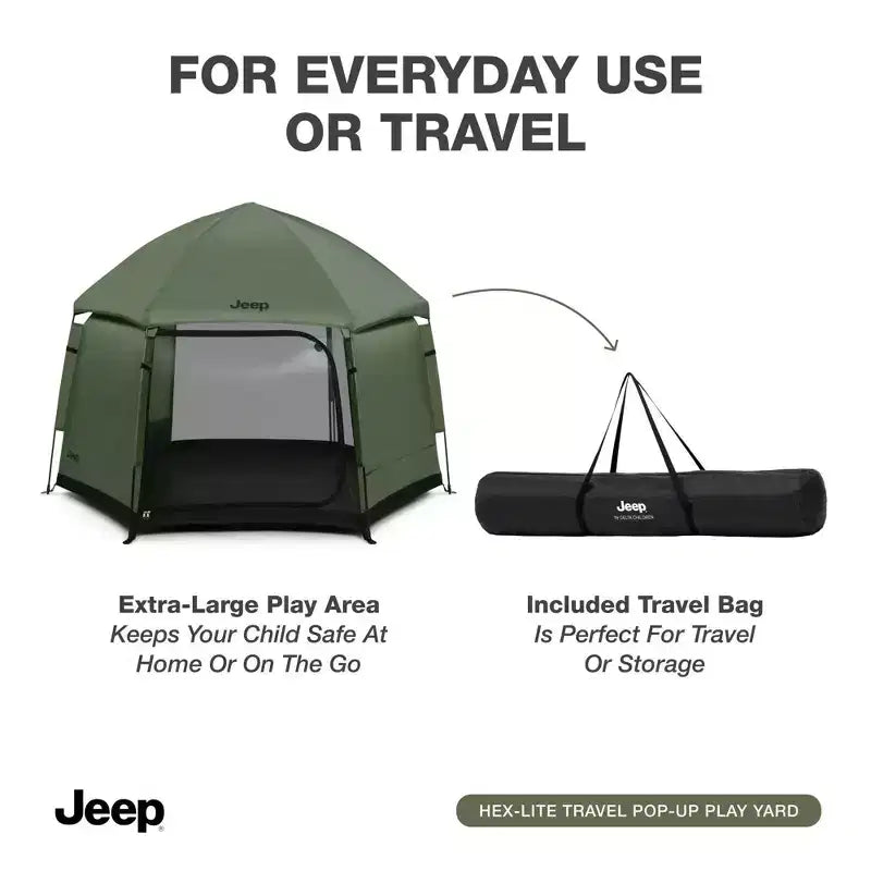 Parc de jeu de voyage pop-up hexagonal intérieur/extérieur – Vert olive