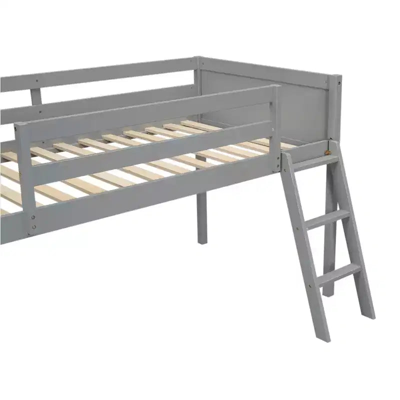 Lit mezzanine bas en bois avec échelle, format simple/double