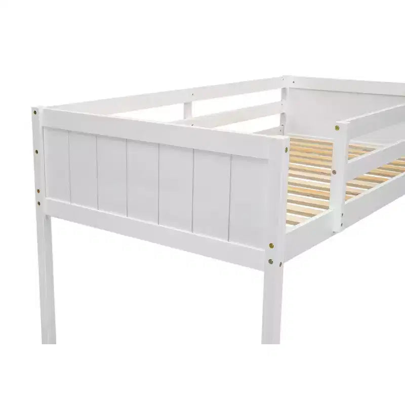 Lit mezzanine bas en bois avec échelle, format simple/double