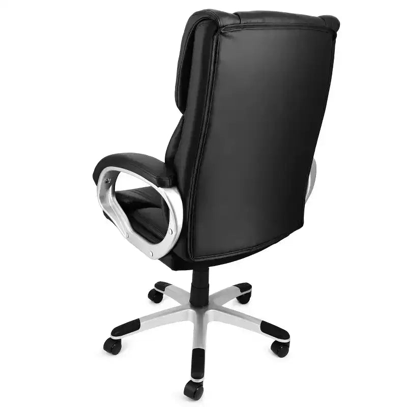 Fauteuil de bureau réglable à dossier haut en similicuir noir et base grise