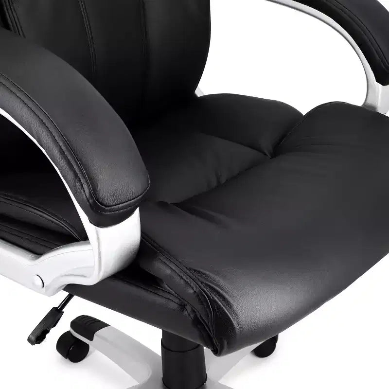 Fauteuil de bureau réglable à dossier haut en similicuir noir et base grise