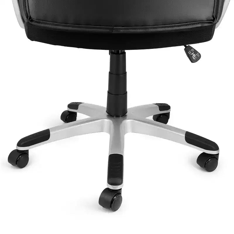 Fauteuil de bureau réglable à dossier haut en similicuir noir et base grise