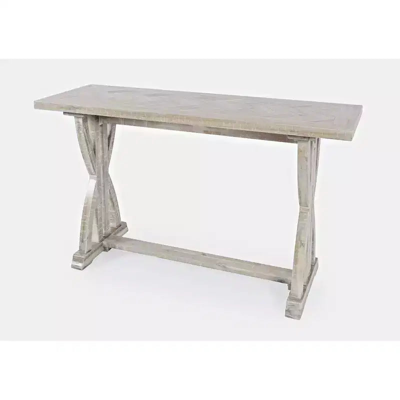 Console de salon en acacia vieilli à chevrons, style transitionnel - Gris