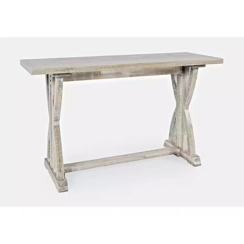 Console de salon en acacia vieilli à chevrons, style transitionnel - Gris