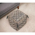 Pouf-ottoman cube en jute naturel gris et taupe de 45 cm