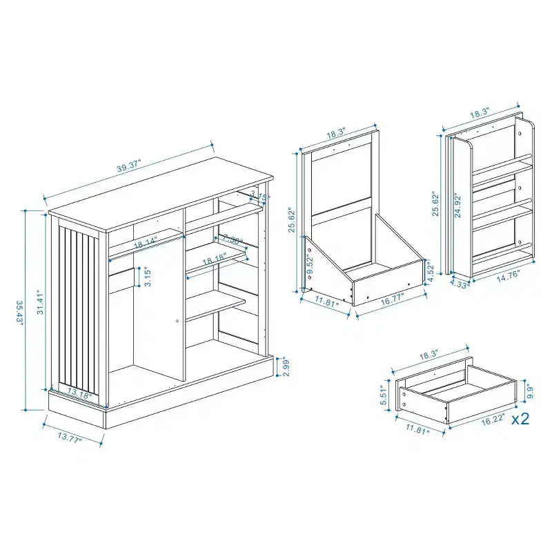 Meuble de Rangement Poubelle Basculante avec Tiroirs – Blanc, MDF E1