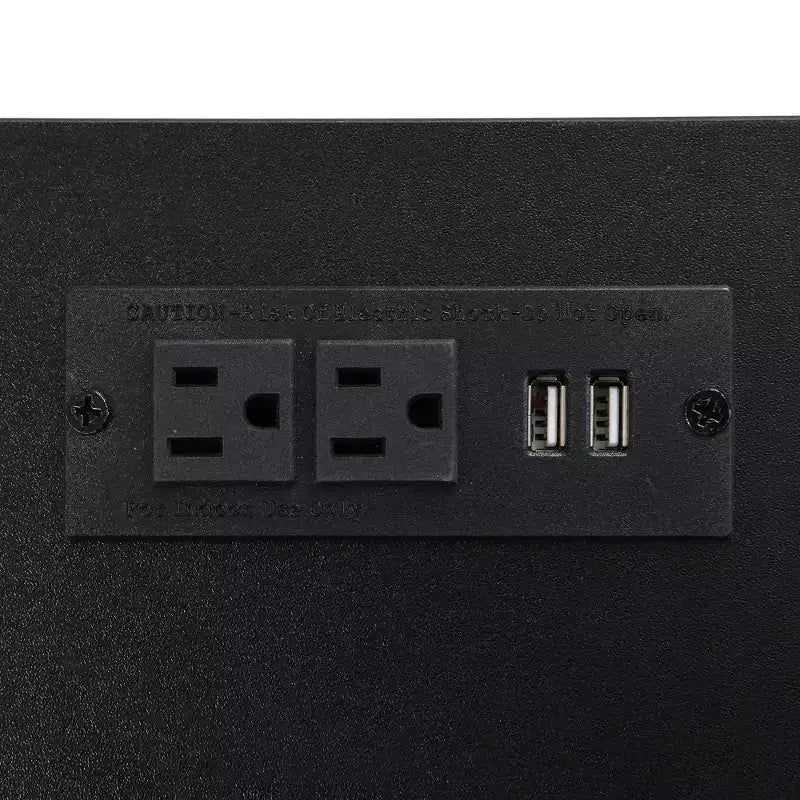 Lit plateforme double en métal avec tête de lit capitonnée, étagères de rangement, armoire et ports USB