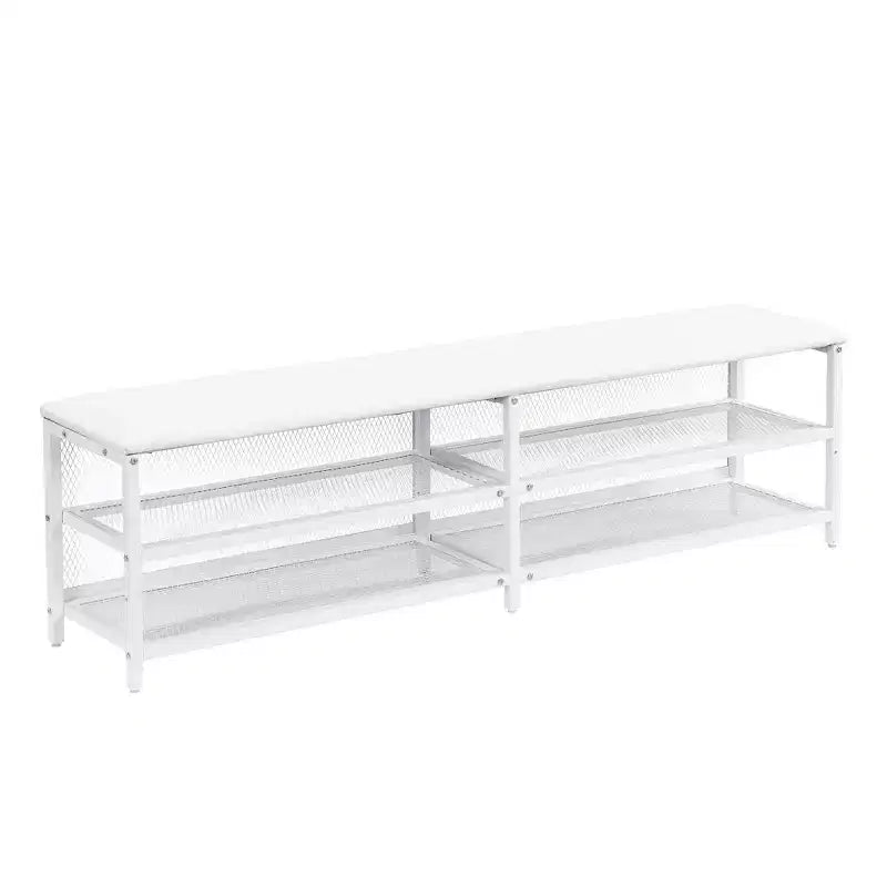 Lit plateforme double en métal avec tête de lit capitonnée, étagères de rangement, armoire et ports USB