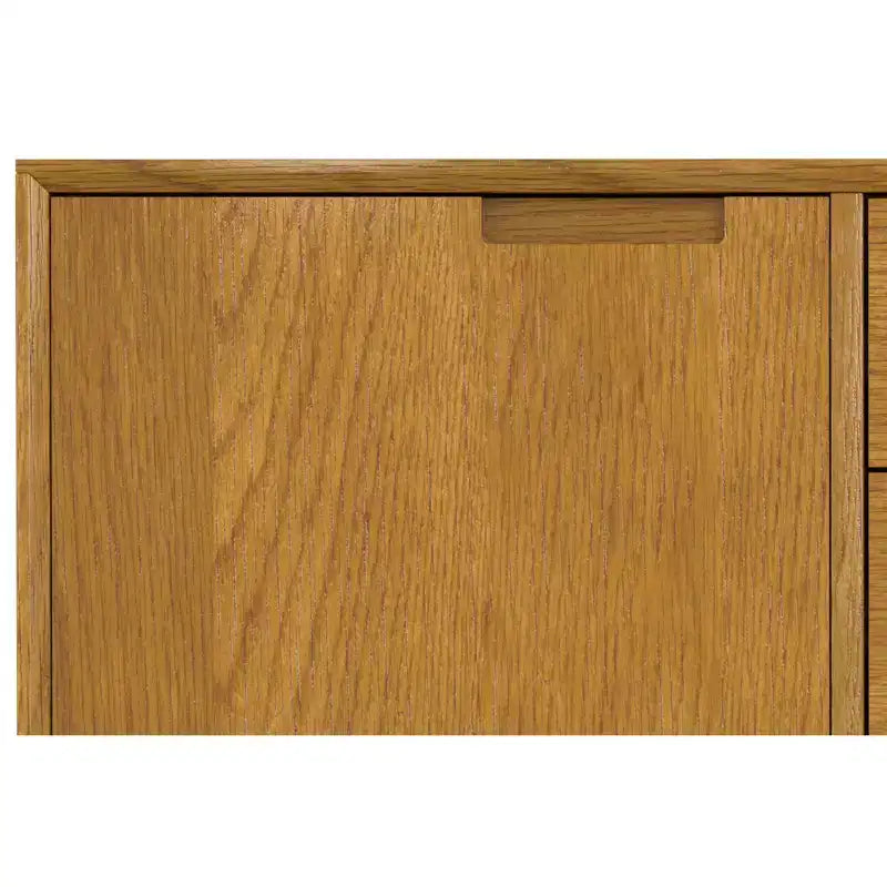Buffet industriel de 152 cm avec tiroirs centraux en placage chêne