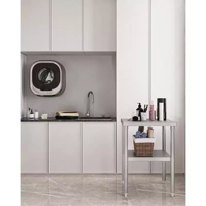 Table de travail en acier inoxydable avec étagère inférieure réglable
