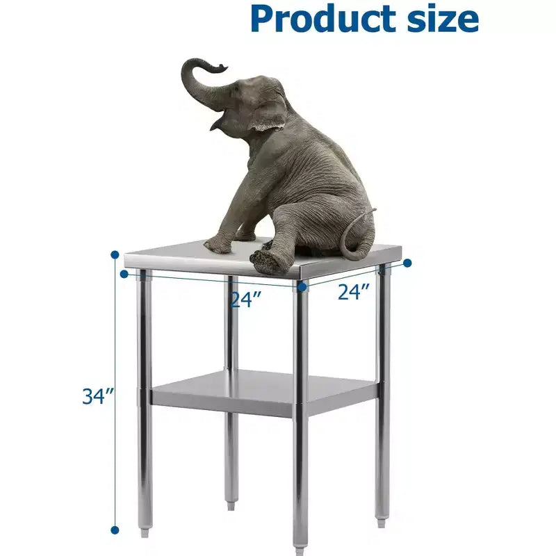 Table de travail en acier inoxydable avec étagère inférieure réglable