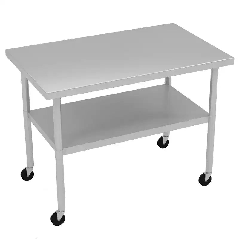 Table de travail en acier inoxydable avec étagère inférieure réglable