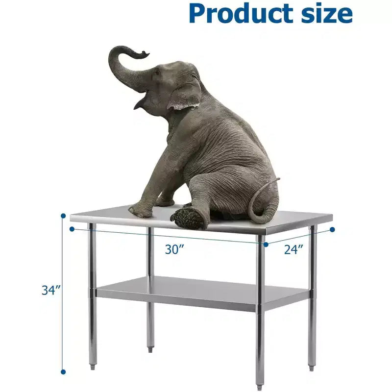 Table de travail en acier inoxydable avec étagère inférieure réglable