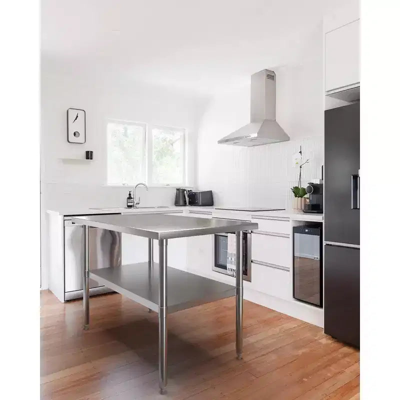 Table de travail en acier inoxydable avec étagère inférieure réglable