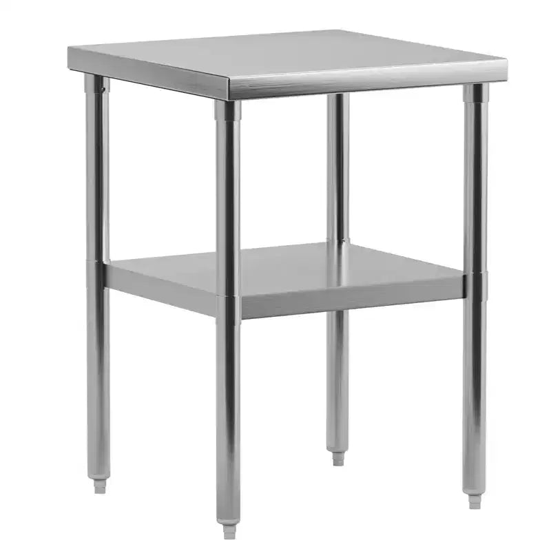 Table de travail en acier inoxydable avec étagère inférieure réglable