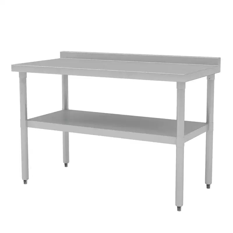 Table de travail en acier inoxydable avec étagère inférieure réglable