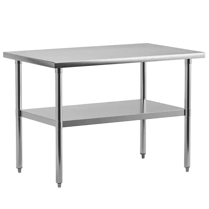 Table de travail en acier inoxydable avec étagère inférieure réglable