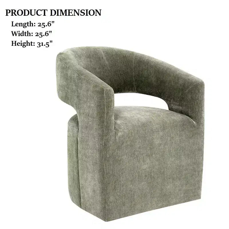 Fauteuil d'appoint dossier incurvé avec piètement colonne, roulettes et tissu neutre