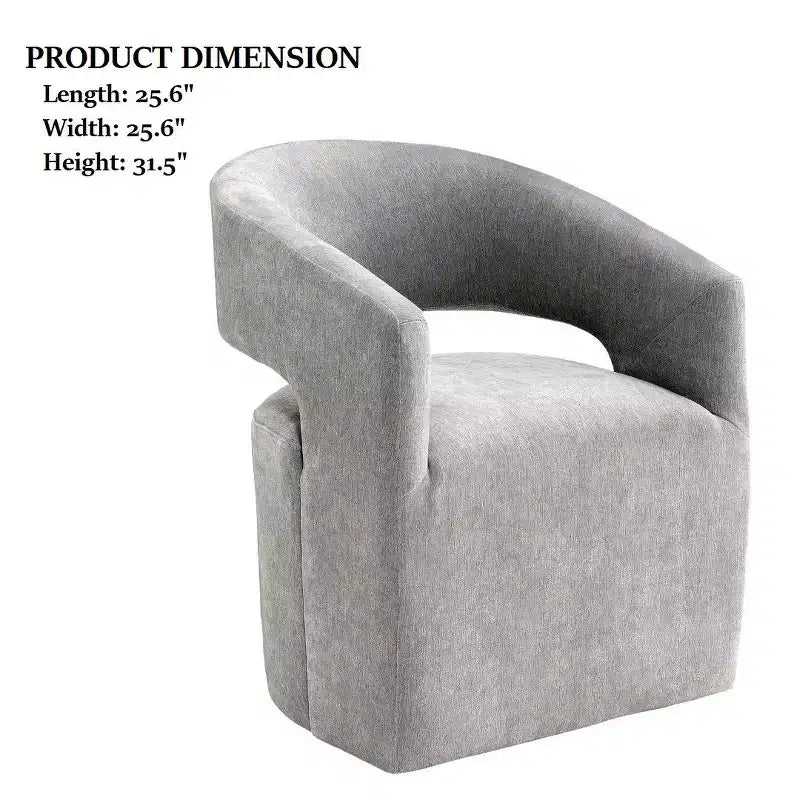 Fauteuil d'appoint dossier incurvé avec piètement colonne, roulettes et tissu neutre