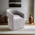 Fauteuil d'appoint dossier incurvé avec piètement colonne, roulettes et tissu neutre