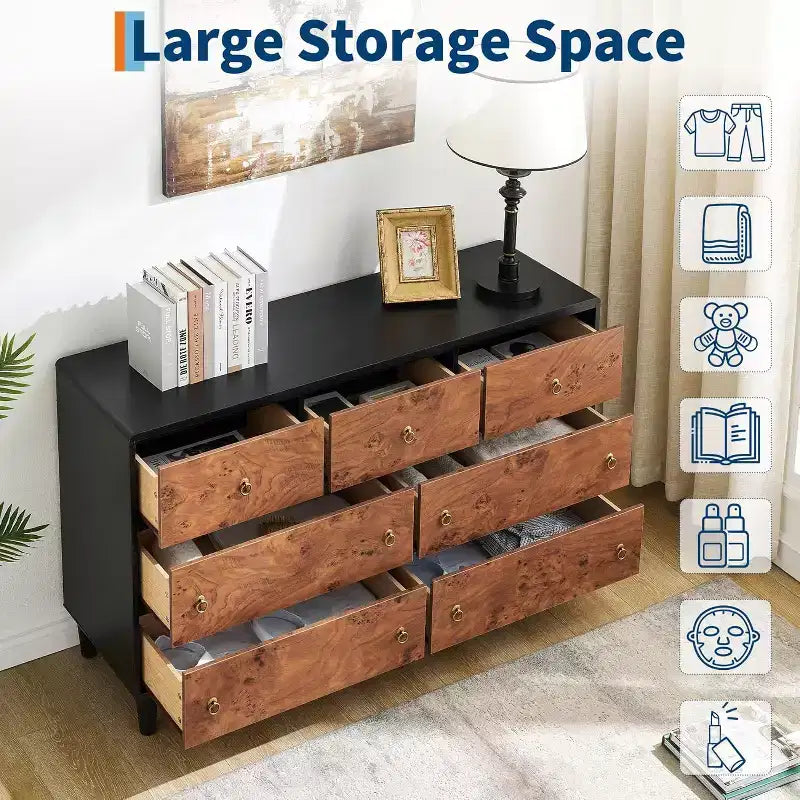 Commode moderne avec poignées circulaires vintage et profil incurvé