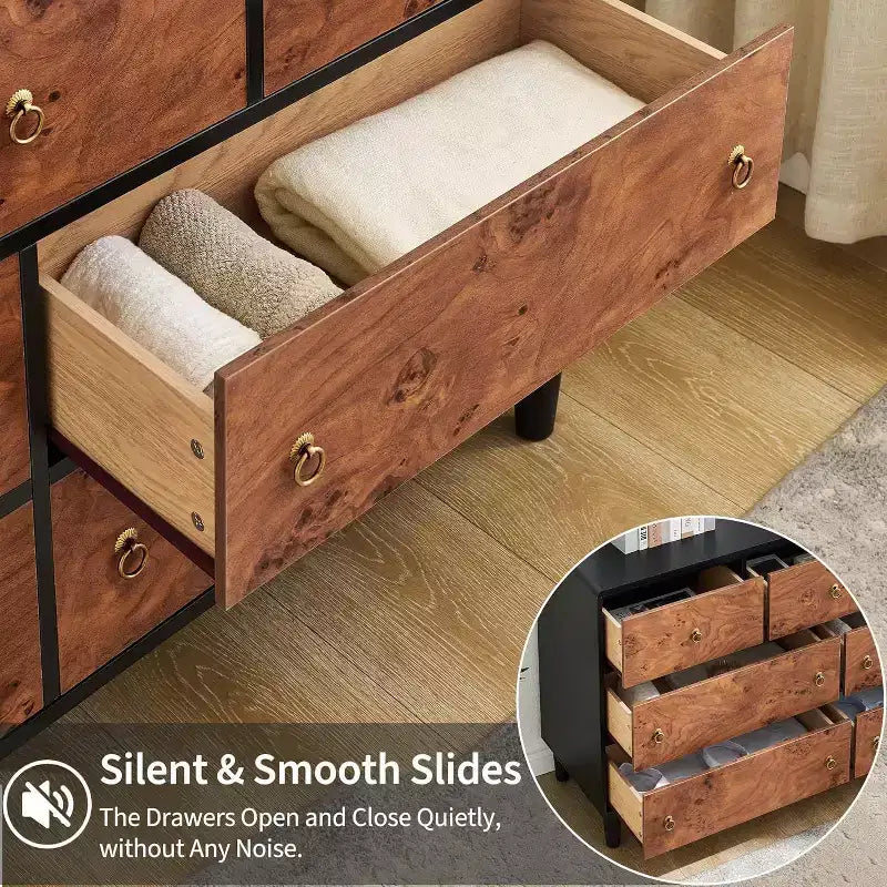 Commode moderne avec poignées circulaires vintage et profil incurvé