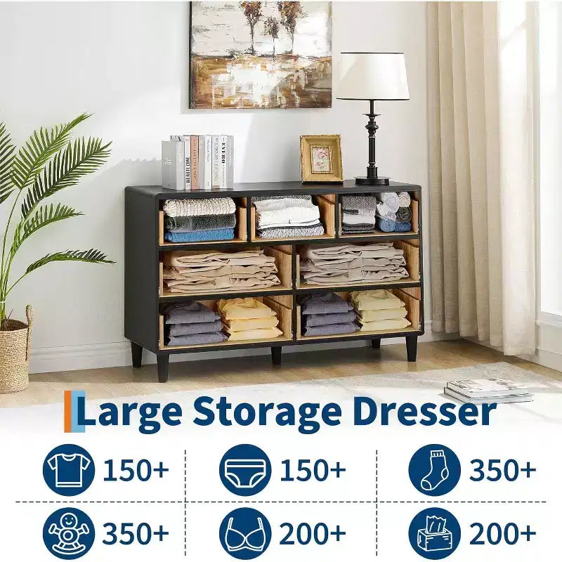 Commode moderne avec poignées circulaires vintage et profil incurvé