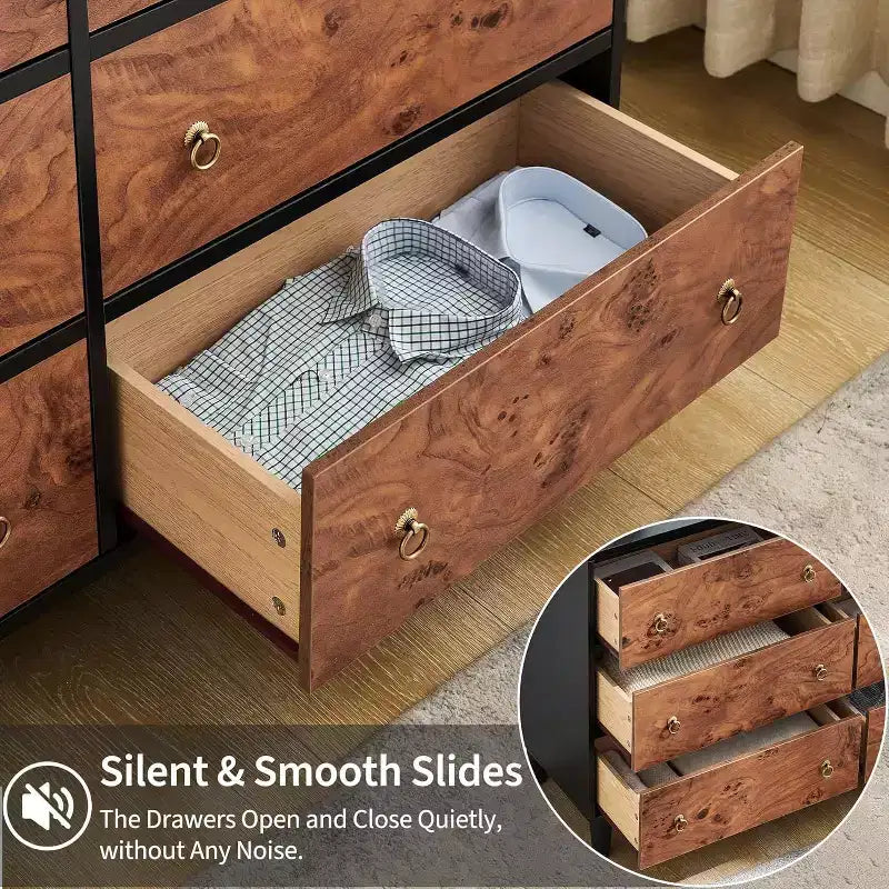 Commode moderne avec poignées circulaires vintage et profil incurvé