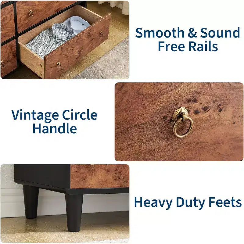 Commode moderne avec poignées circulaires vintage et profil incurvé