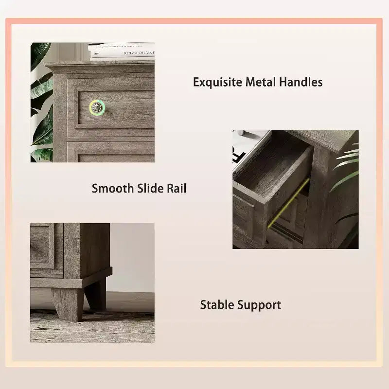 Commode en bois à 6 tiroirs et meuble de rangement, grand meuble TV avec organiseur de tiroirs pour chambre, salon et couloir