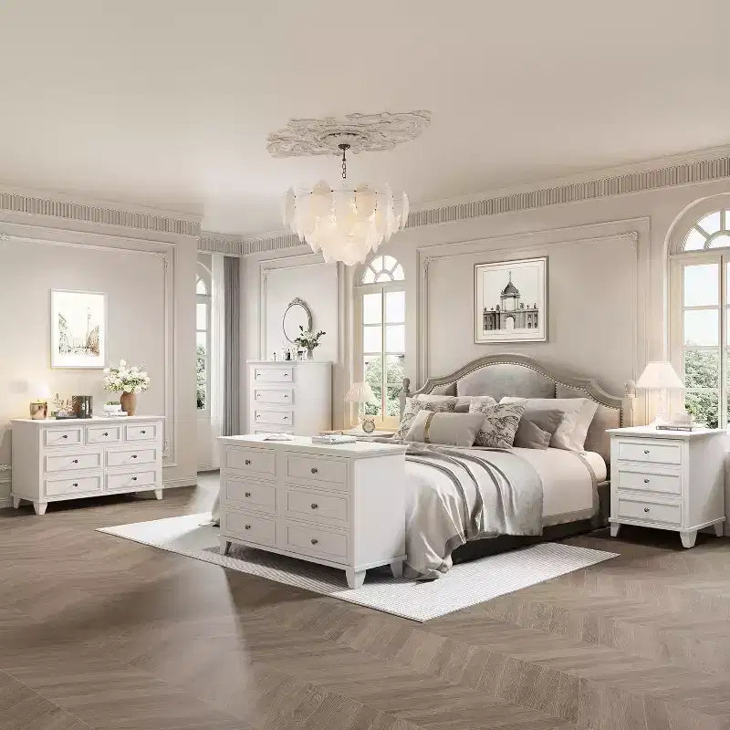 Commode en bois à 6 tiroirs et meuble de rangement, grand meuble TV avec organiseur de tiroirs pour chambre, salon et couloir