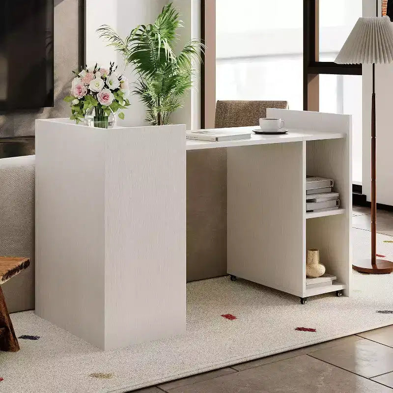 Table pliante avec armoire de rangement et roulettes, bureau abattant pour cuisine, bureau à domicile et chambre à coucher