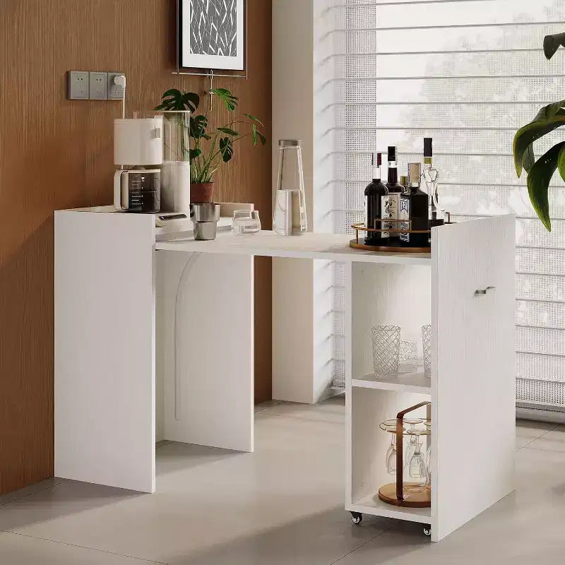 Table pliante avec armoire de rangement et roulettes, bureau abattant pour cuisine, bureau à domicile et chambre à coucher