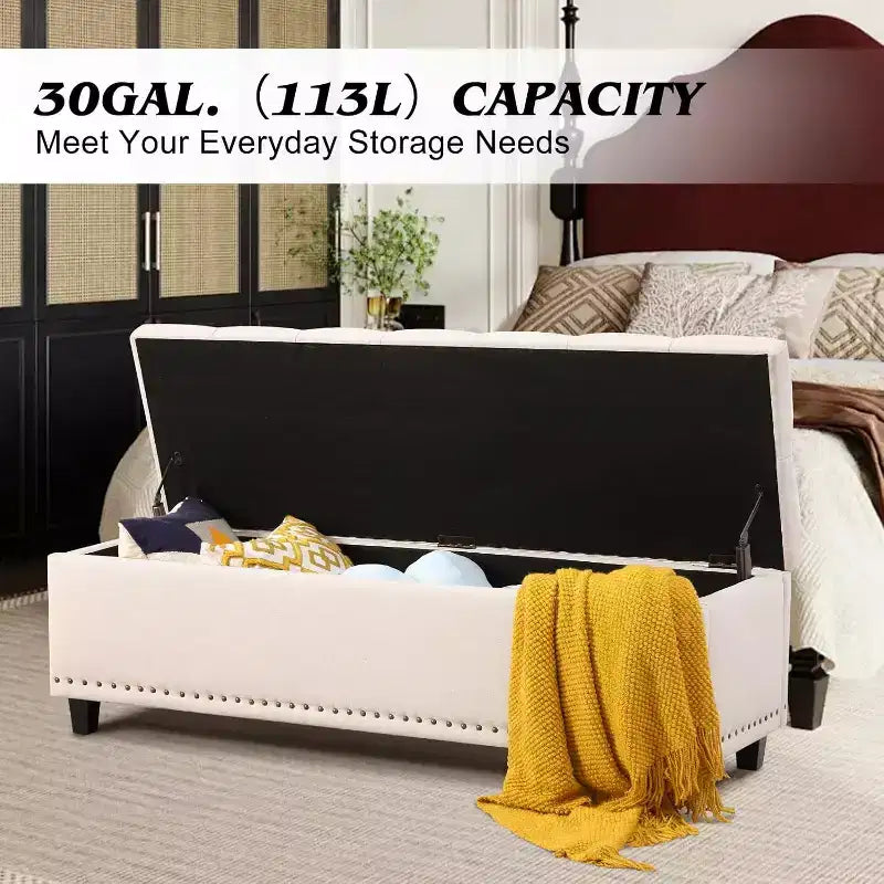 Modern Button-Tufted Button-Tufted Storage Bench with Hidden Compartment,Storage Ottomans for Living Room,Office Room