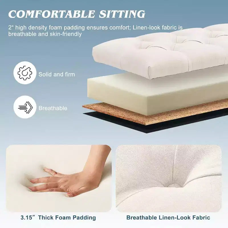 Modern Button-Tufted Button-Tufted Storage Bench with Hidden Compartment,Storage Ottomans for Living Room,Office Room