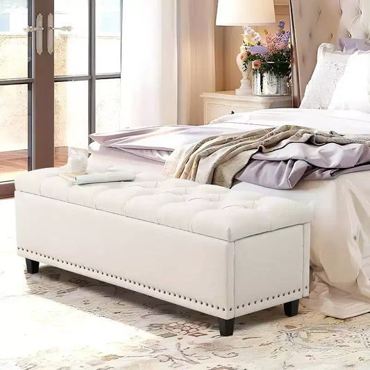 Modern Button-Tufted Button-Tufted Storage Bench with Hidden Compartment,Storage Ottomans for Living Room,Office Room