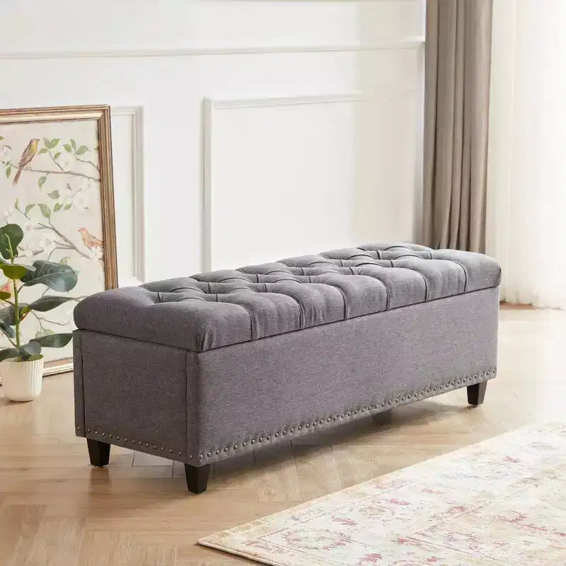 Modern Button-Tufted Button-Tufted Storage Bench with Hidden Compartment,Storage Ottomans for Living Room,Office Room