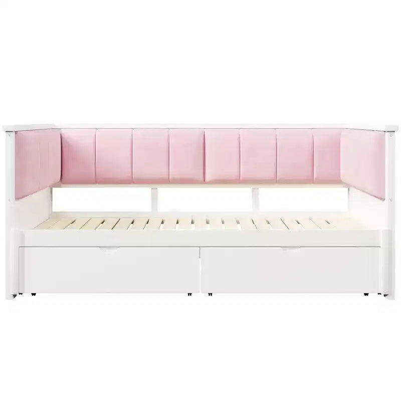 Twin XL to King Expandable Daybed Frame – 2 Storage Drawers, Upholstered Backrest