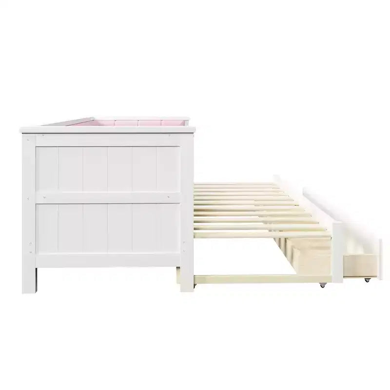Twin XL to King Expandable Daybed Frame – 2 Storage Drawers, Upholstered Backrest
