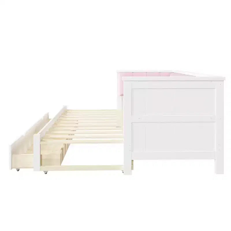 Twin XL to King Expandable Daybed Frame – 2 Storage Drawers, Upholstered Backrest