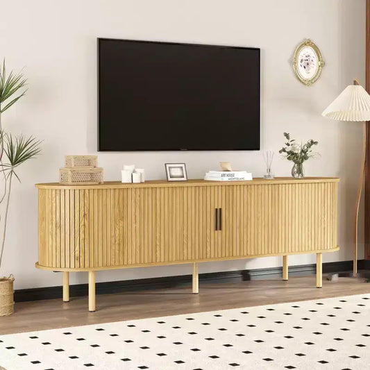 70.1 in TV Stand, TV Console Table with Storage Compartment and Sliding Door