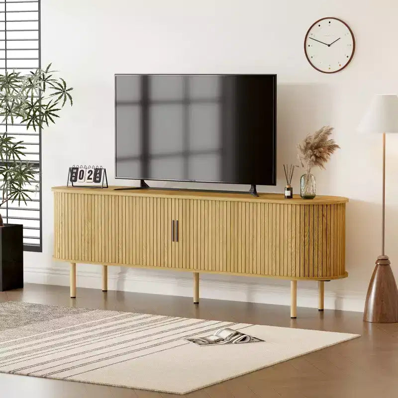 70.1 in TV Stand, TV Console Table with Storage Compartment and Sliding Door