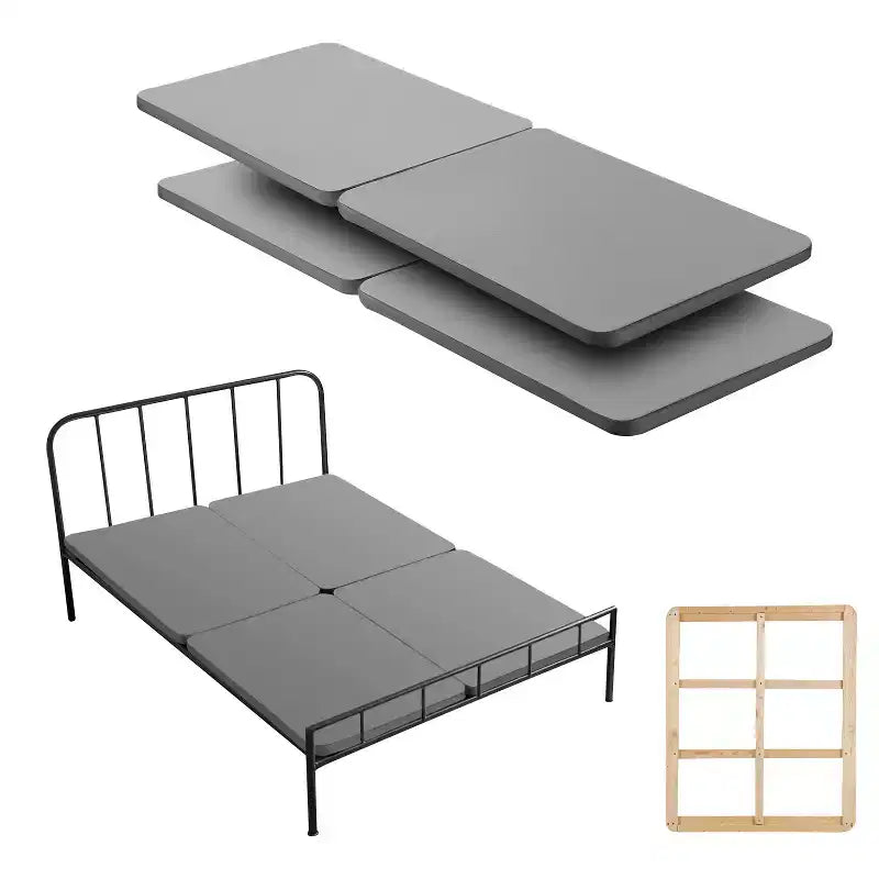 VEVOR Queen Size Bunkie Board, 1.5 in Bed Board Slats with 200D Oxford Cloth, Wooden Mattress Support for Queen Size Bed, 4 Piece, Gray