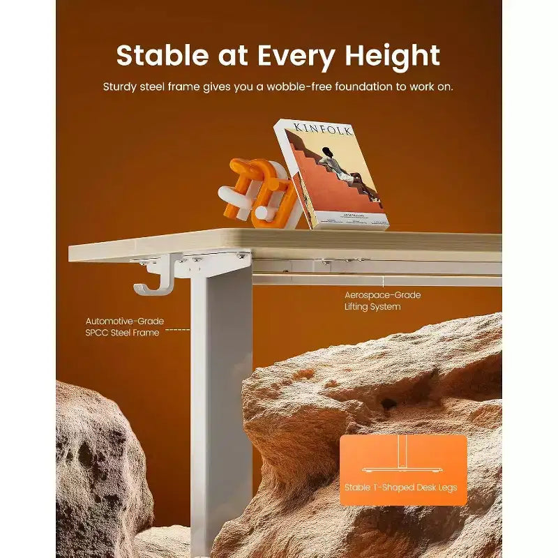 44"x24" Electric Height-Adjustable Standing Desk – 4 Memory Presets, Quiet Motor