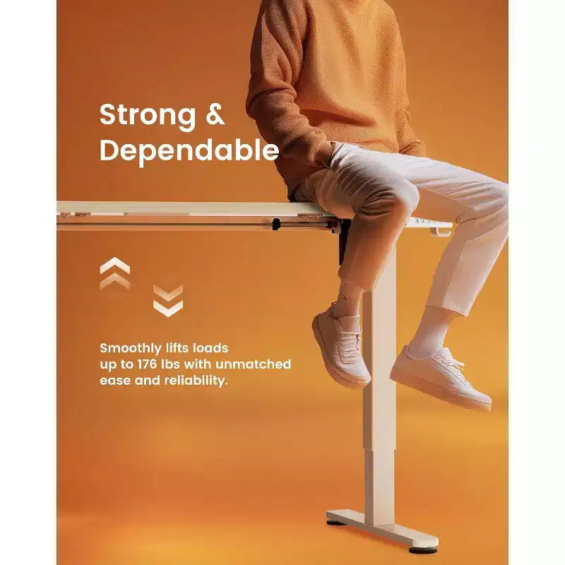 44"x24" Electric Height-Adjustable Standing Desk – 4 Memory Presets, Quiet Motor