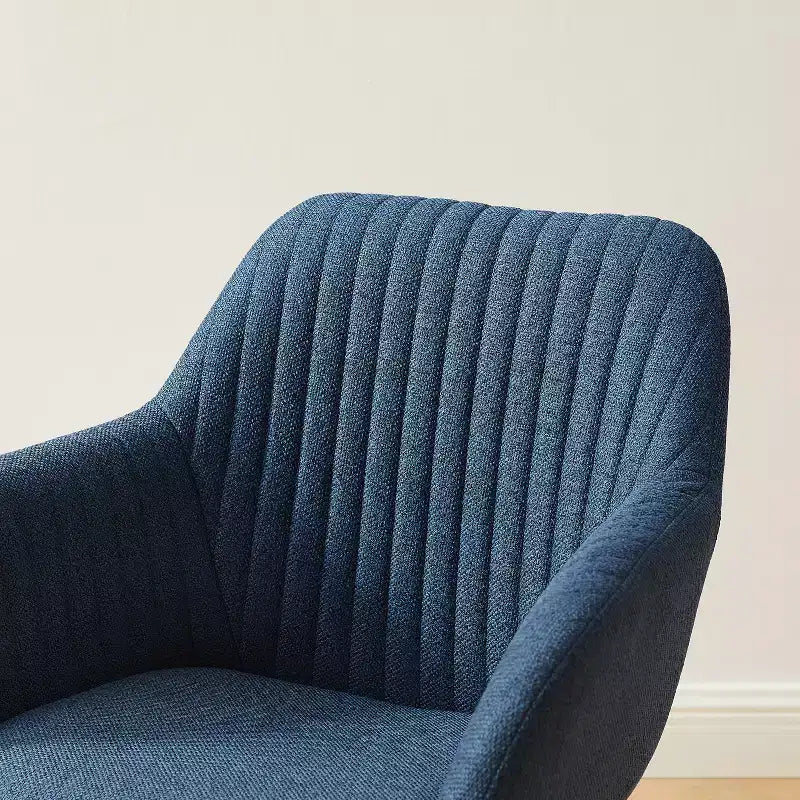 Mid-Century Modern Swivel Desk Chair – No Wheels, Oak Legs, Cotton-Linen Fabric