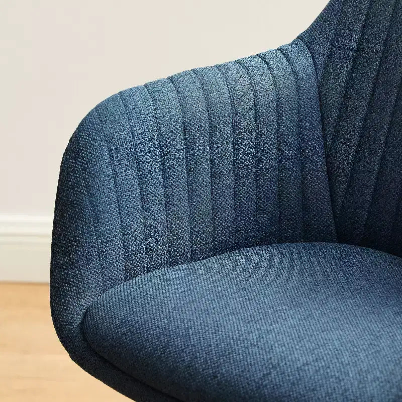 Mid-Century Modern Swivel Desk Chair – No Wheels, Oak Legs, Cotton-Linen Fabric