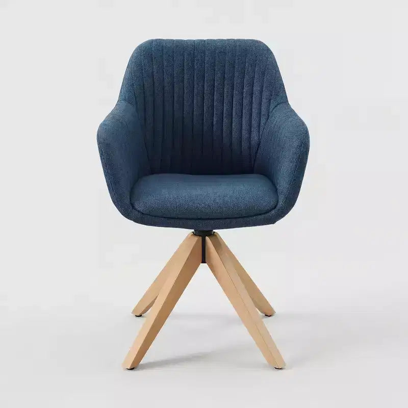 Art Leon Desk Chair No Wheels, Mid Century Modern Swivel Accent Chair with Oak Wood Legs